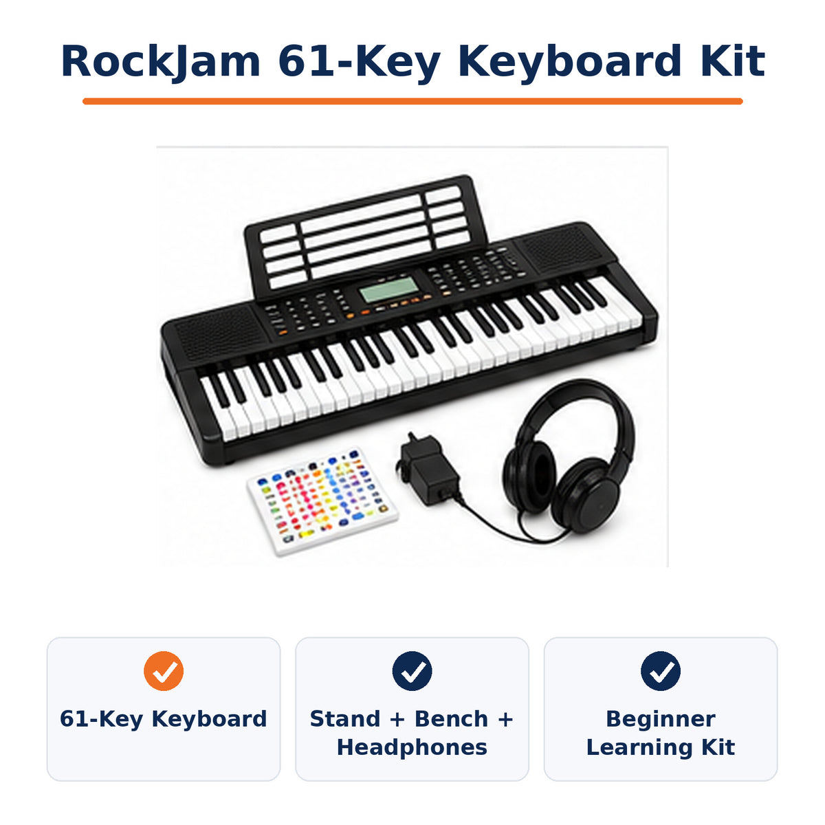 RockJam 61-Key Keyboard Kit