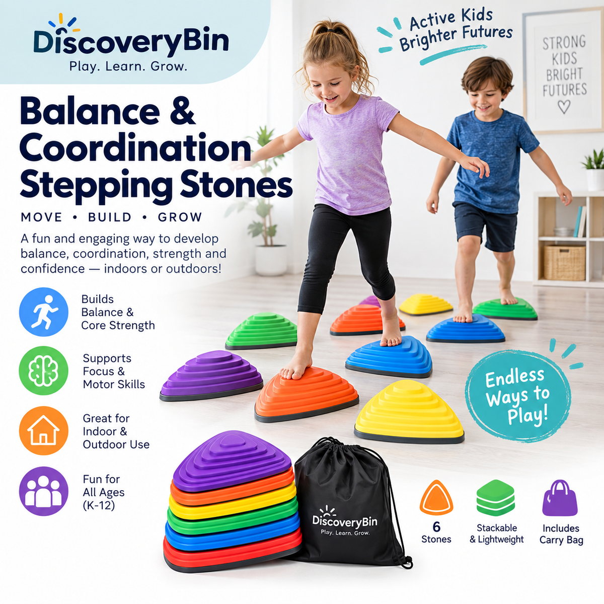 Balance & Coordination Stepping Stones – 6 Piece Set
