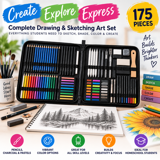 Complete Drawing & Sketching Art Set – 175 Pieces