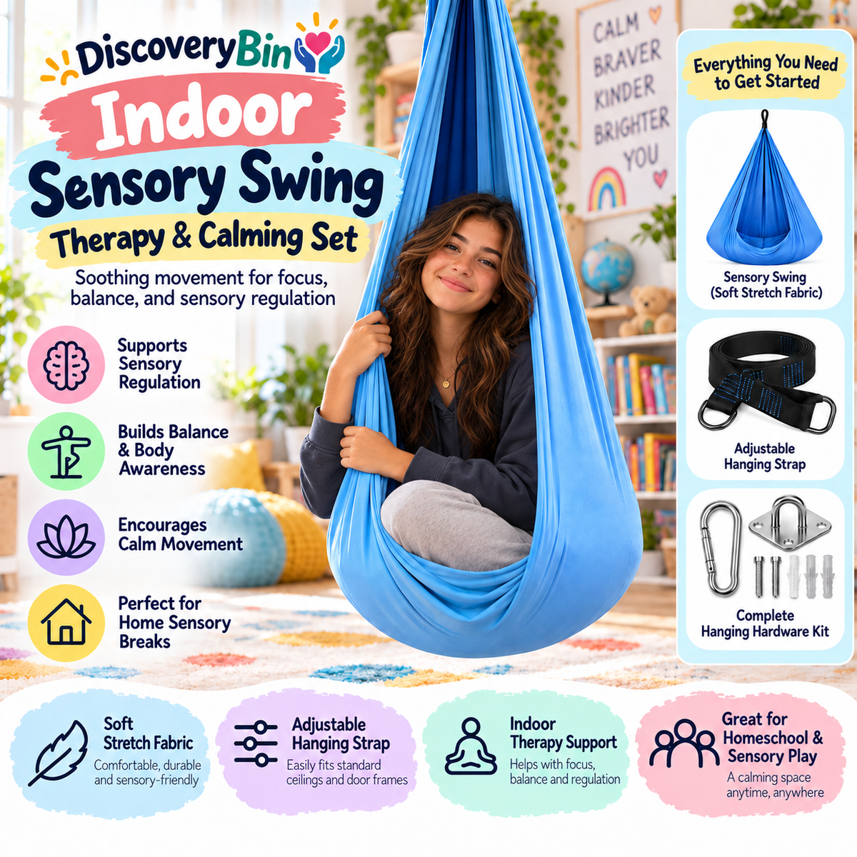 Indoor Sensory Swing Therapy & Calming Set