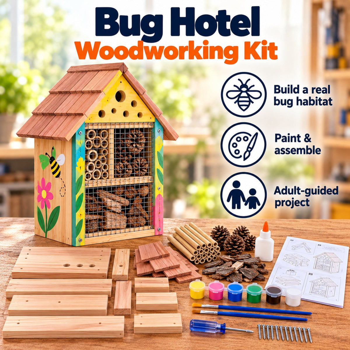 SparkJump Bug Hotel Woodworking Kit DiscoveryBin-approved product artwork
