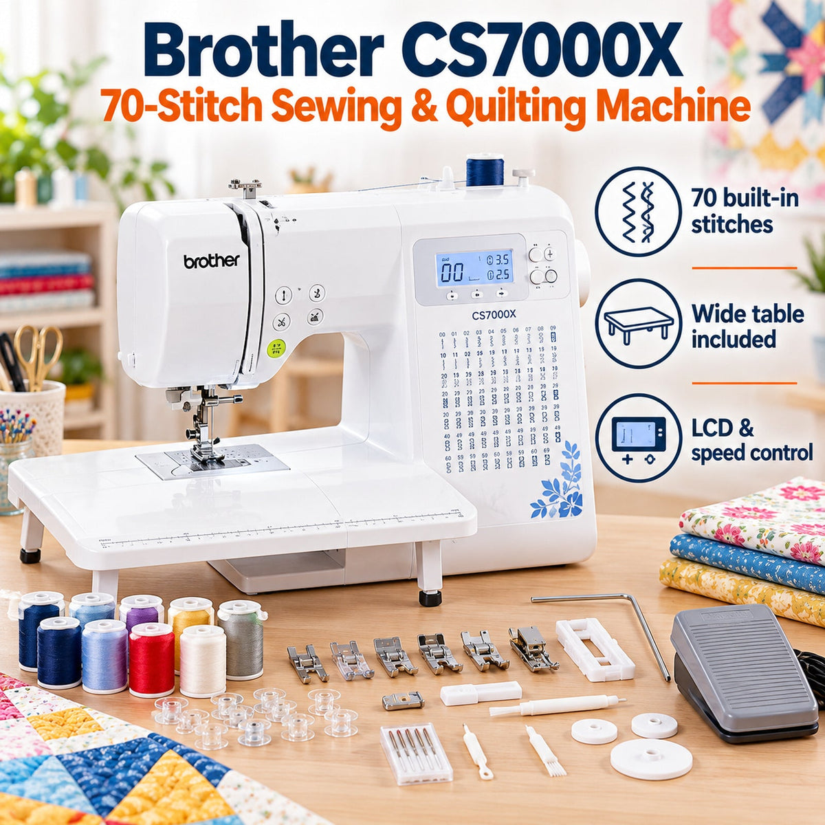 Brother CS7000X Sewing Machine DiscoveryBin-approved product artwork