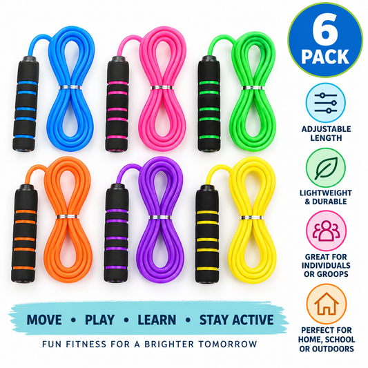 Adjustable Jump Rope Set – 6 Pack