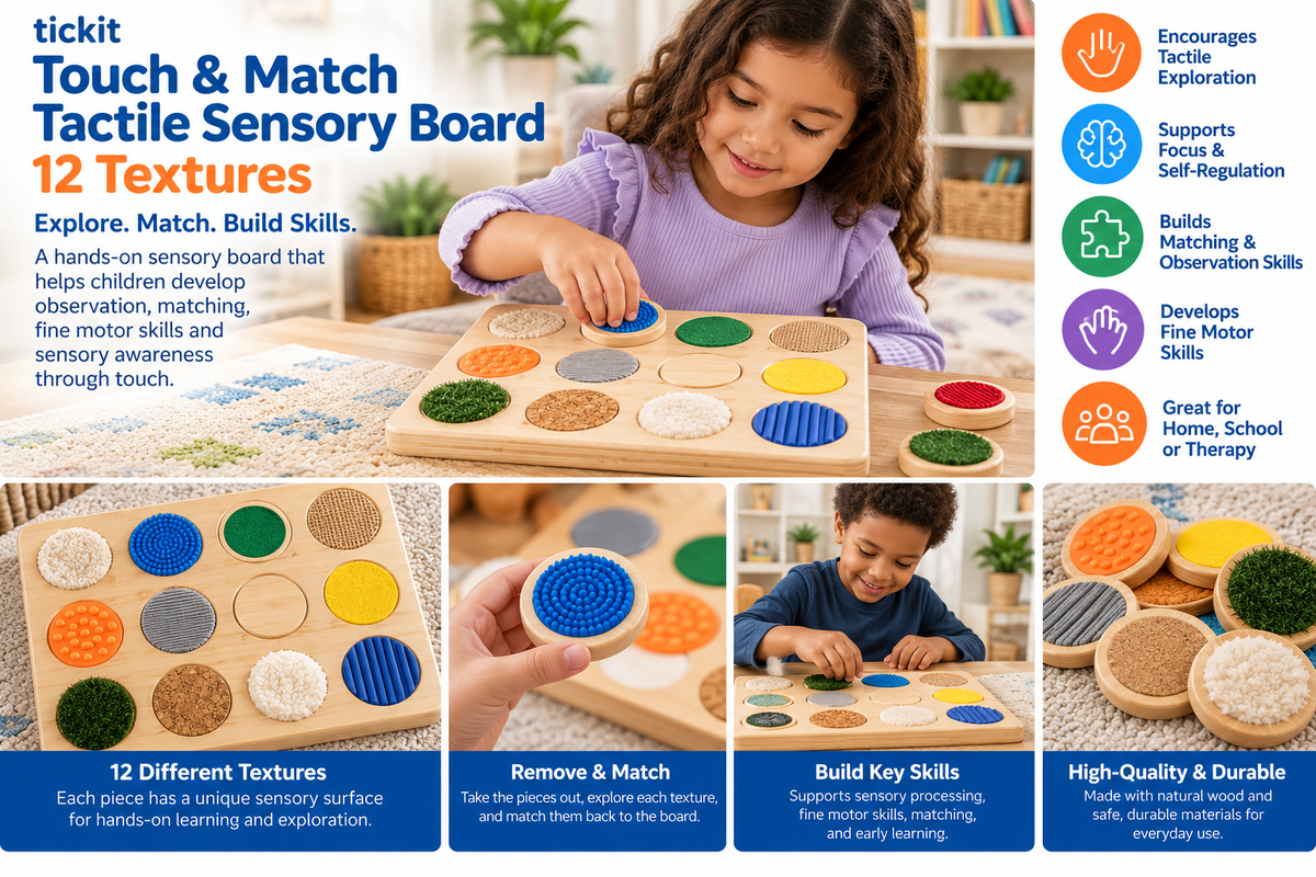 Touch and Match tactile sensory board in a bright learning space