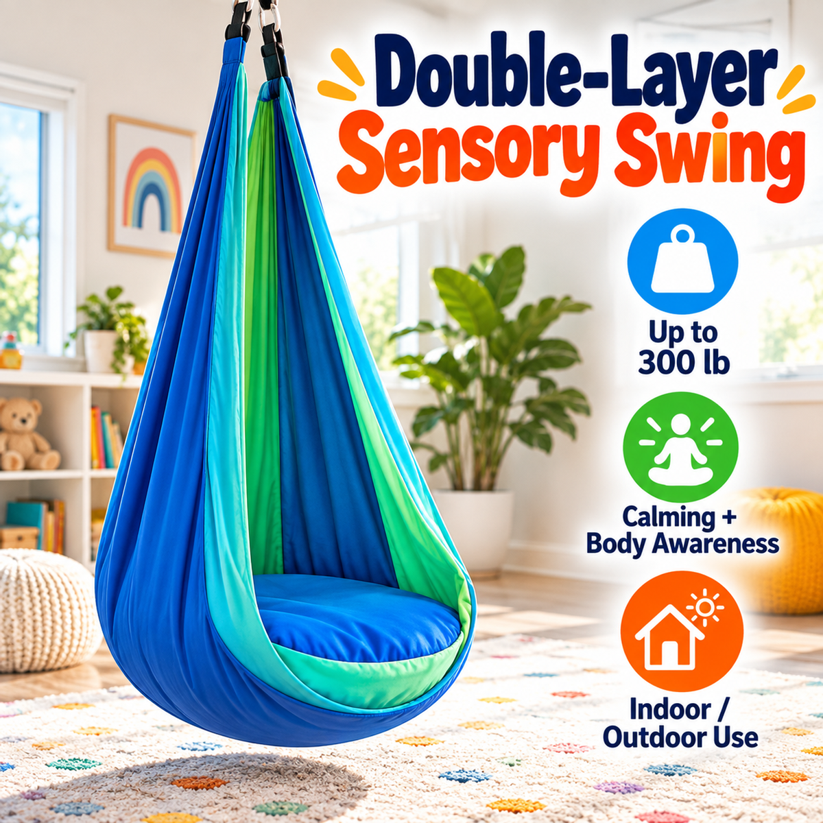 Double-Layer Sensory Swing – 300 lb Capacity